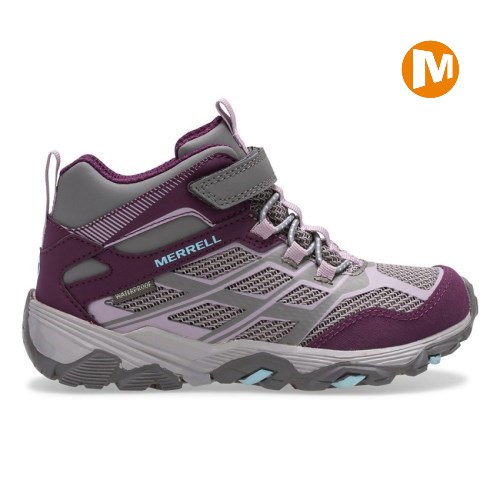 Merrell Moab FST Mid A/C Waterproof Winterstiefel Kinder Grau/DunkelRosa [DE-EFTNH]